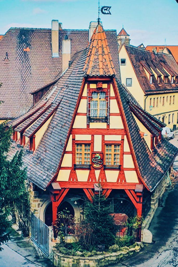 Colourful building in Rothenburg ob der Tauber