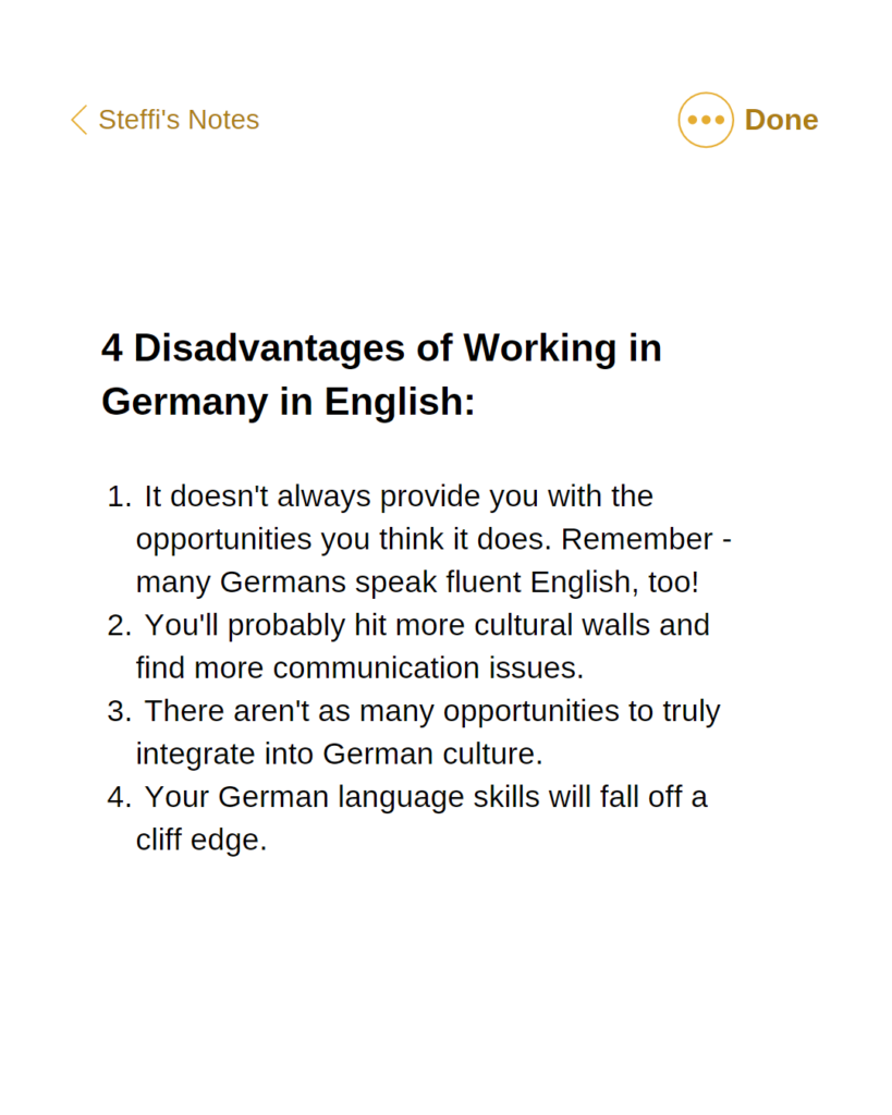 4 Disadvantages of working in Germany in English.